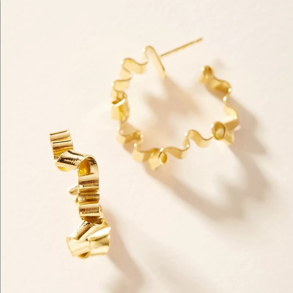 Anthropologie Two Hills Ribbon Curly Hoop Earrings